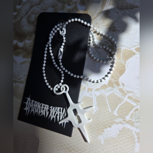 Dolls Kill White Silver Darker Wavs Collectable Pendant D Necklace - Picture 7 of 8